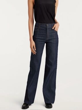 $325 Cinq à Sept Francine High-Rise Wide-Leg Jeans in Indigo